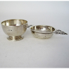 Silver Tea Strainer and Bowl with Two Pierced Keyhole Style Handles