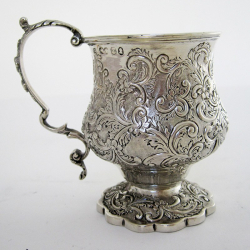 Ornate Georgian Campana Shaped Silver Christening Mug (1827)