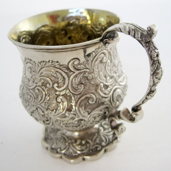 Ornate Georgian Campana Shaped Silver Christening Mug