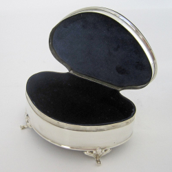 Large Size Silver Jewellery or Trinket Box with Blue Enamel Lid