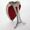 Victorian Silver Heart Shaped Photo Frame with read Leather Back
