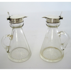 Pair of Mappin & Webb Silver Top and Glass Whisky Tot Bottles