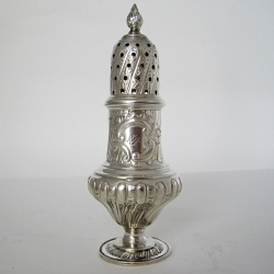 Large Victorian Silver Sugar Caster in a Baluster Shape and Pull Off Lid