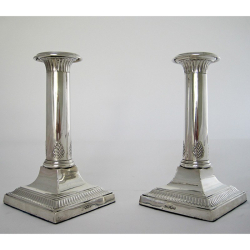 Stylish Pair of Thomas Bradbury & Son Silver Candlesticks