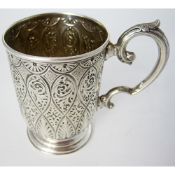 Victorian Silver Christening Mug with a Floral Scroll Handle