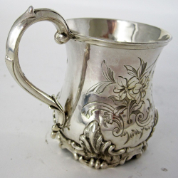 Early Victorian Inverted Bell Shaped Silver Christening Mug