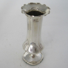 Pair of Edwardian Silver Vases with a Crimped Scalloped Rim