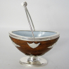 Unusual Victorian Oak and Silver Plate Boat Shape Sugar Basket