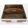 Stylish Oak and Silver Plated Square Cutlery Container