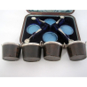 Boxed Set of Four Novelty Victorian Pail Shaped Silver and Oak Salts