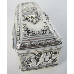 Decorative Electrotype Rectangular Silver Plated Jewellery or Trinket Box
