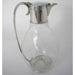 Elkington & Co Victorian Silver Claret Jug with Plain Mount and Clear Glass Body