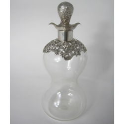 Late Victorian Silver Mounted Decanter with Clear Glass Bulbous Body