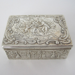 Late Victoran Silver Box Embossed with Dancing Figures (1900)