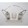 Unusual Victorian Silver Condiment Set with Bamboo Style Handle
