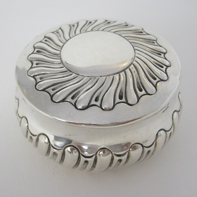 Antique Chester Silver Circular Jewellery or Trinket Box