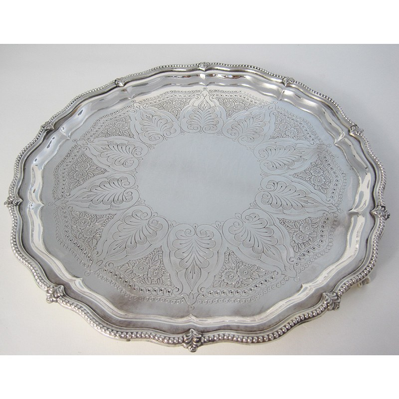 12" Victorian Silver Plated Salver in a Shaped Circular Form