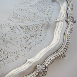 12" Victorian Silver Plated Salver in a Shaped Circular Form