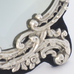 Victorian Shaped Silver Mirror with Scrolls, Flowers with Original Beveled Plate Glass