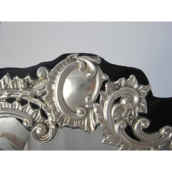 Victorian Shaped Silver Mirror with Scrolls, Flowers with Original Beveled Plate Glass