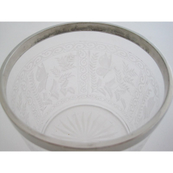 Victorian Engraved Glass and Silver Plated Circular Biscuit Barrel