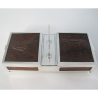 Double Ended Silver Plated Box with Panels of Crocodile Style Leather