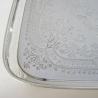 Charming Engraved Square Shaped Victorian Silver Salver