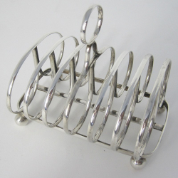 Georgian Style Silver Toast Rack with Seven Bar Butterfly Style Divisions