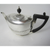 Late Victorian Oval Silver Bachelor Teapot in a Regency Half Fluted Style