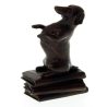 Bronze Statue of a Dachshund Sausage Dog Sitting on Three Books