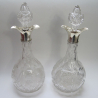 Pair of Silver Neck and Cut Glass Decanters Retailed by Asprey