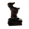 Bronze Statue of a Dachshund Sitting Up on Three Books