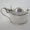 Elegant Victorian Silver Mustard Pot with Blue Glass Liner