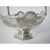 Octagonal Edwardian Silver Fruit Basket with Pierced Floral and Garland Decoration