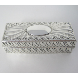 Antique Silver William Comyns Jewellery or Trinket Box Embossed with Spiral Fluting