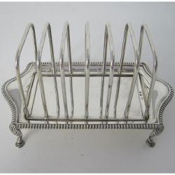 Georgian Style Silver Toast Rack with Six Wirework Divisions