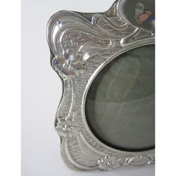 Art Nouveau Style Silver Photo Frame with a Circular Domed Glass Window