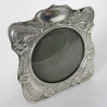 Art Nouveau Style Silver Photo Frame with a Circular Domed Glass Window