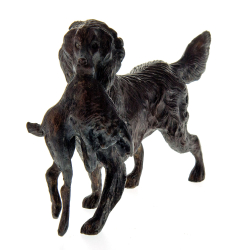 Bronze Statue of a Standing Golden Retriever Gun Dog Carrying a Rabbit