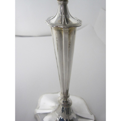 Elegant Pair of Edwardian Silver Candlesticks with Oval Reeded Bases