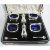 Charming 10 Piece Silver Condiment Set in Fitted Black Velvet Lined Box