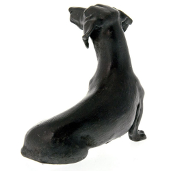 Solid Bronze Statue of a Sitting Dachshund Dog