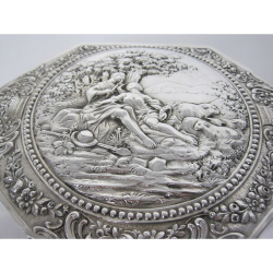 Decorative Large Oval Continental 800 Grade Silver Trinket or Jewellery Box