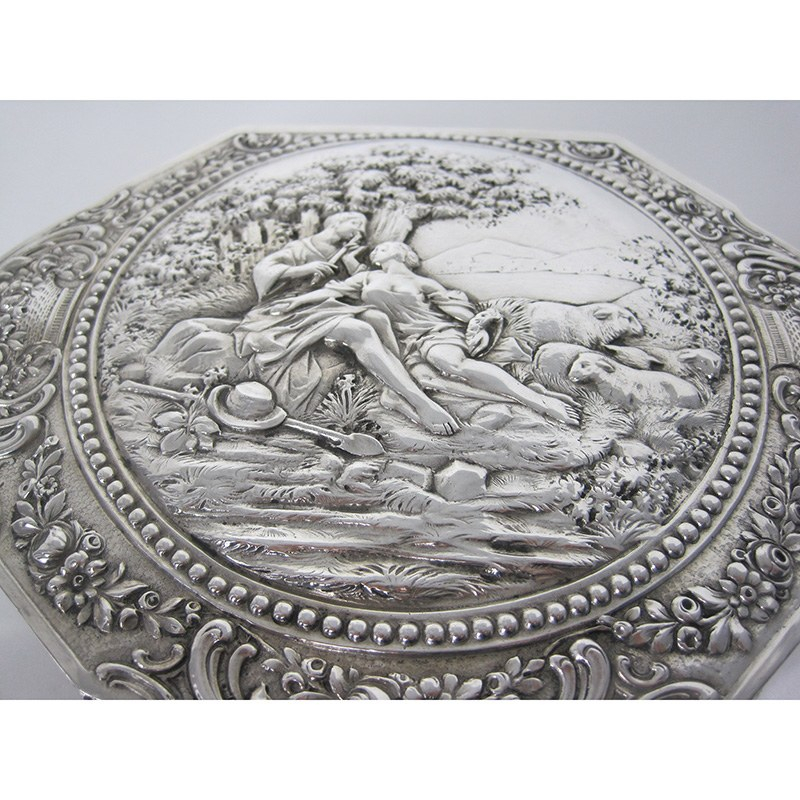Decorative Large Oval Continental 800 Grade Silver Trinket or