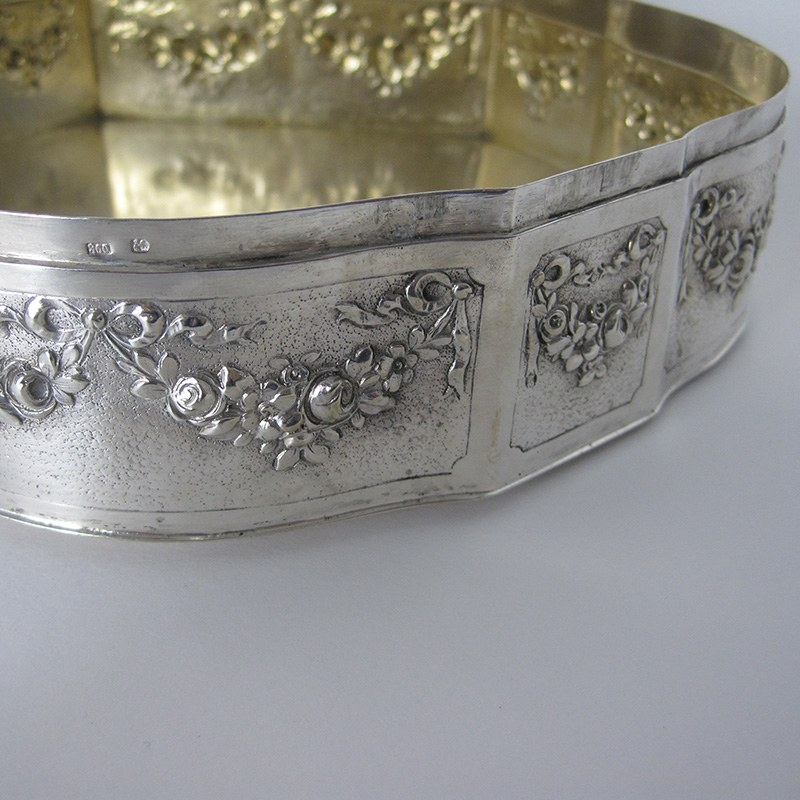 Decorative Large Oval Continental 800 Grade Silver Trinket or