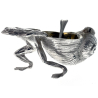 Silver Plate Salt of a Frog Pulling a Snail Shell