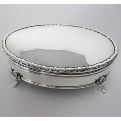 Smart Oval Edwardian Silver Jewellery or Trinket Box