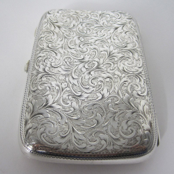 Victorian Silver Pocket Cigar Case in a Rectangular Curved Form