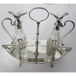 Elegant Victorian Thomas Bradbury & Son Silver Oil and Vinegar Stand