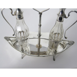 Elegant Victorian Thomas Bradbury & Son Silver Oil and Vinegar Stand